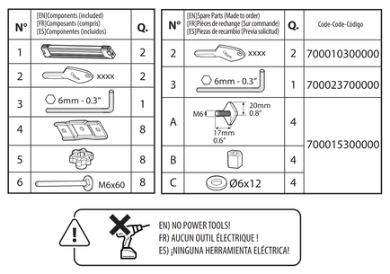 Menabo Roof Mounted Ski Rack Installation Components