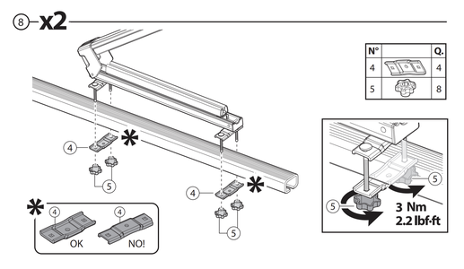 Menabo Ski Rack Installation Step 4c No T-Track