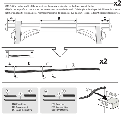 Flush Rails Roof Rack Crossbars Insert Rubber Profile