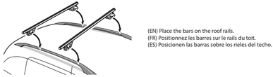 Roof Rack Crossbars Place on Raised Rails