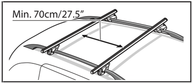 Roof Rack Crossbars Min Distance on Raised Rails