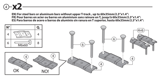 Menabo Ski Rack Installation Step 1 - No T-Track