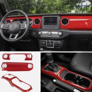 Jeep Wrangler JL / 4XE / Gladiator JT Interior Dashboard & Gear Shift Trim Covers (3 Piece Kit)
