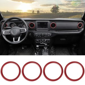 Jeep Wrangler JL / 4XE / Gladiator JT Air Conditioner Vent Trim Covers - Red (4 Pieces)